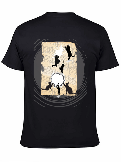 Cat Silhouette Music Sheet Graphic Tee