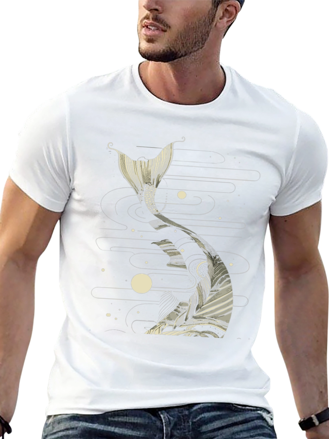 Koi Fish Tail Graphic Tee - Black