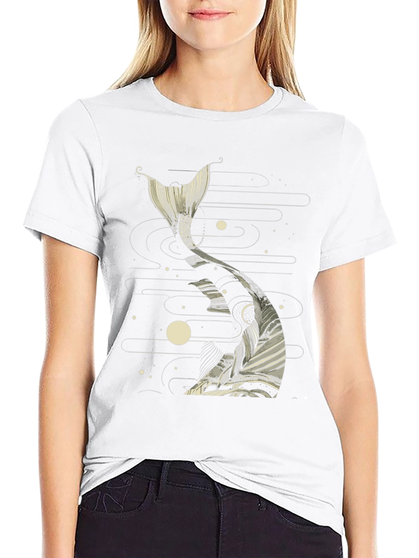 Koi Fish Tail Graphic Tee - Black