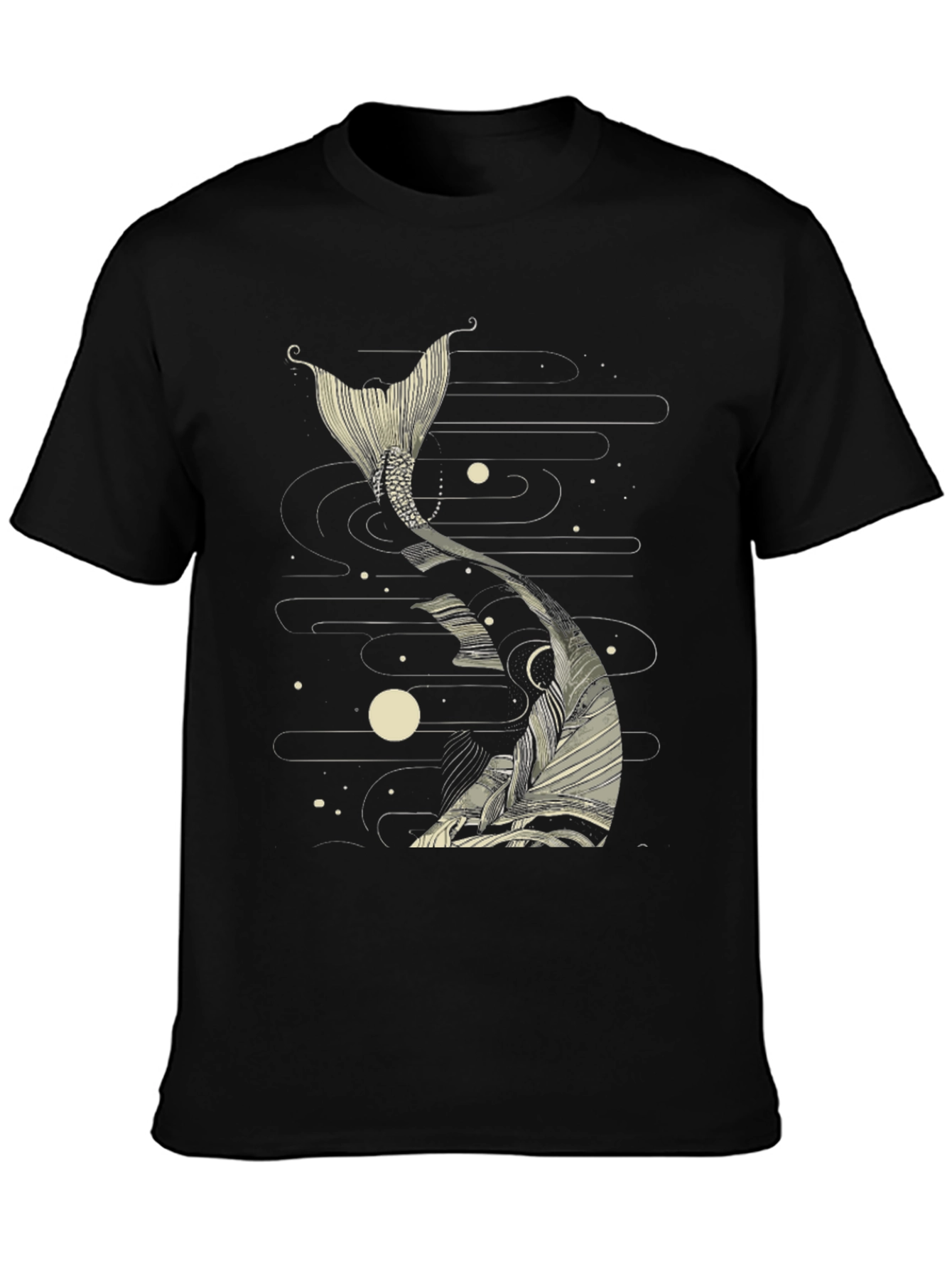 Koi Fish Tail Graphic Tee - Black