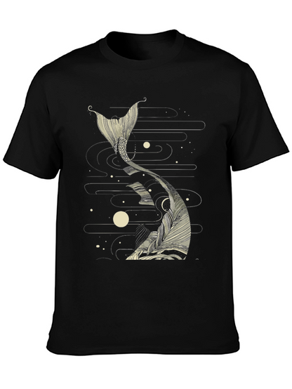 Koi Fish Tail Graphic Tee - Black