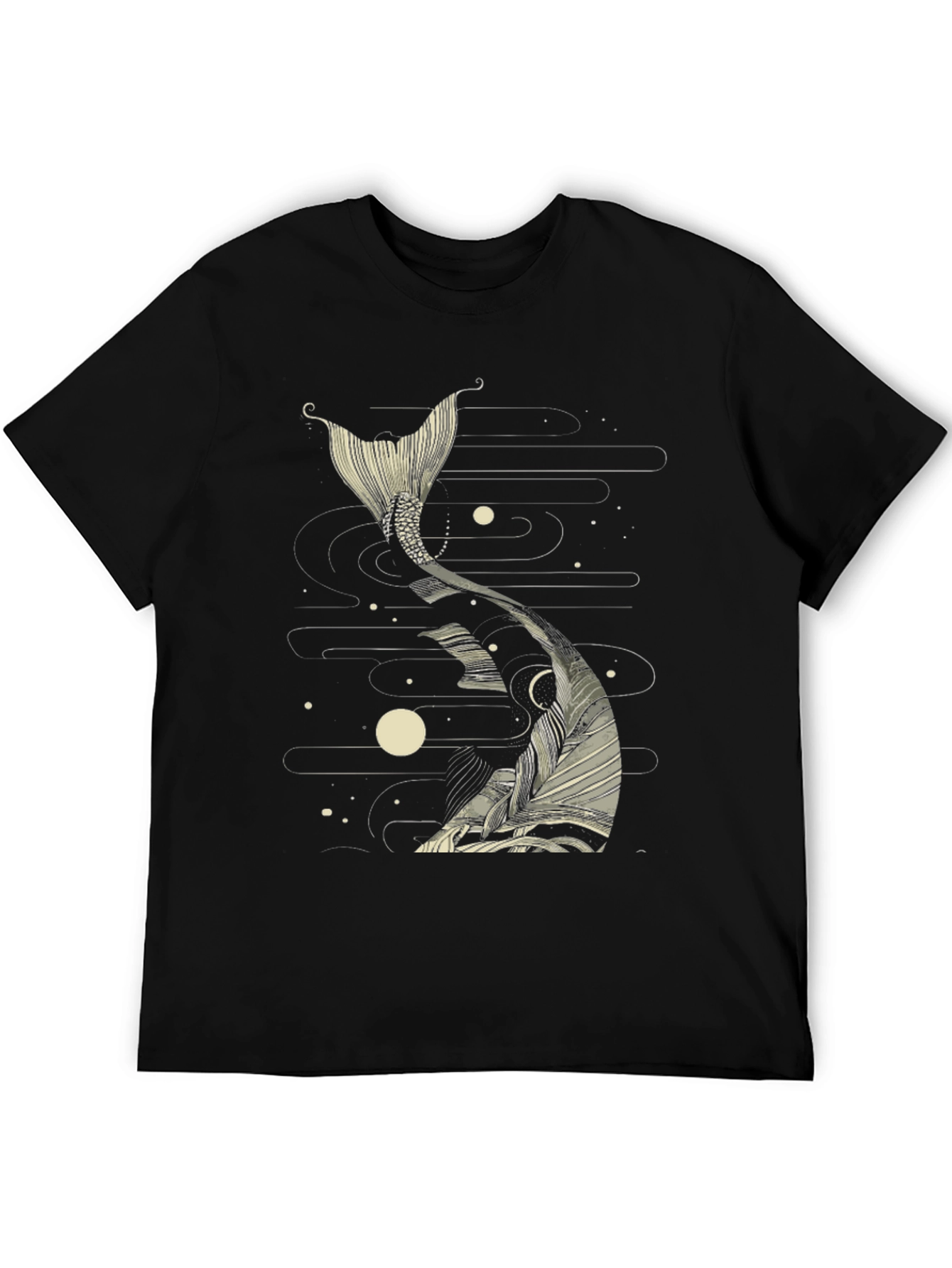 Koi Fish Tail Graphic Tee - Black