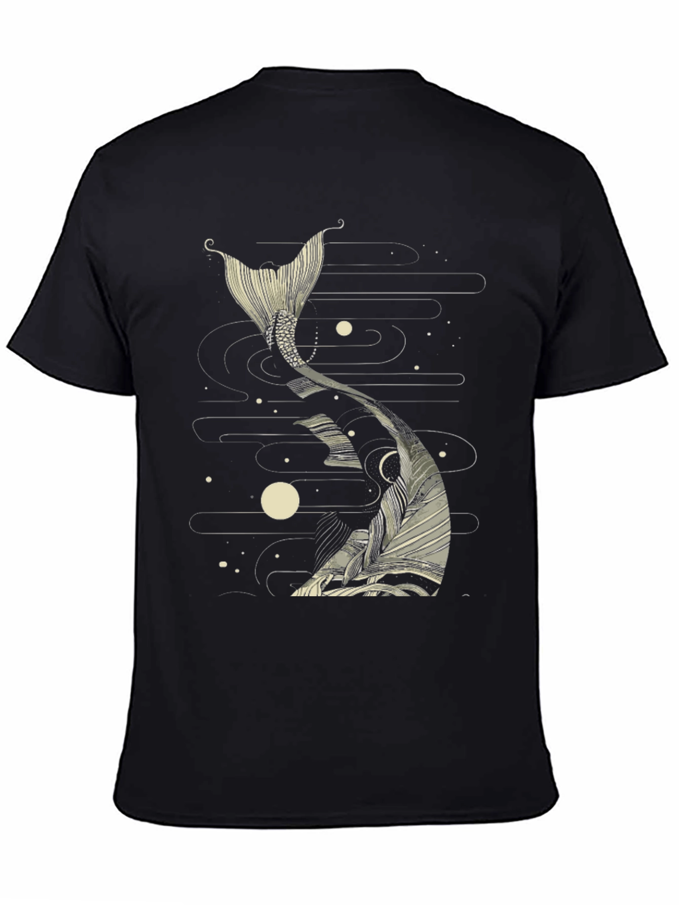 Koi Fish Tail Graphic Tee - Black