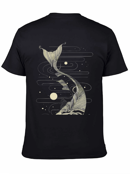 Koi Fish Tail Graphic Tee - Black