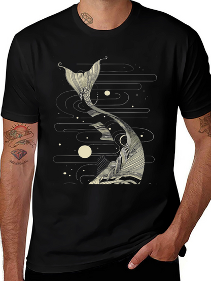 Koi Fish Tail Graphic Tee - Black