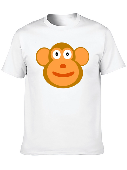 Cartoon Monkey Face Black T-Shirt