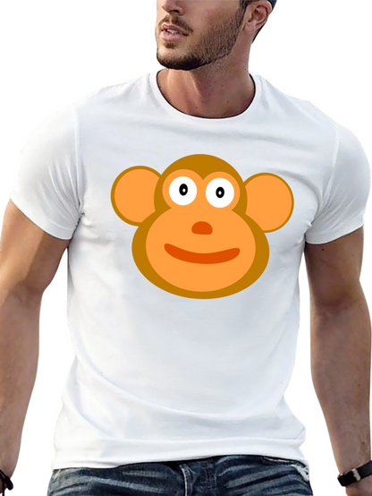 Cartoon Monkey Face Black T-Shirt