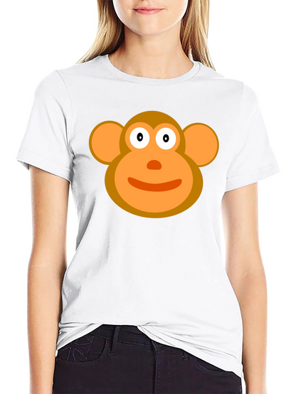 Cartoon Monkey Face Black T-Shirt