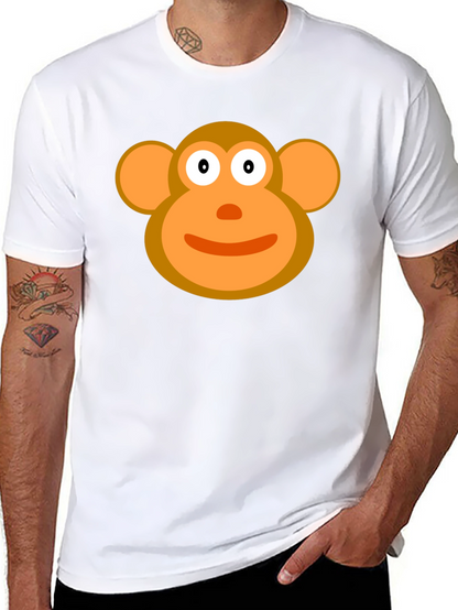 Cartoon Monkey Face Black T-Shirt
