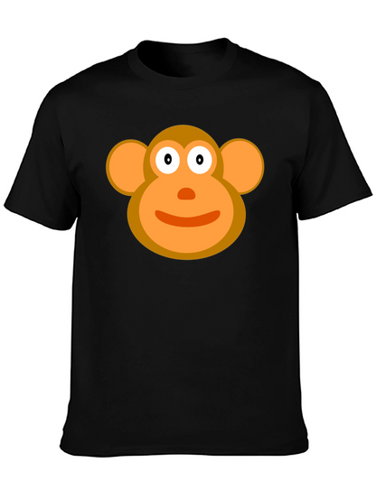Cartoon Monkey Face Black T-Shirt