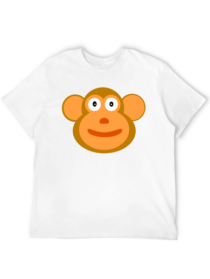Cartoon Monkey Face Black T-Shirt