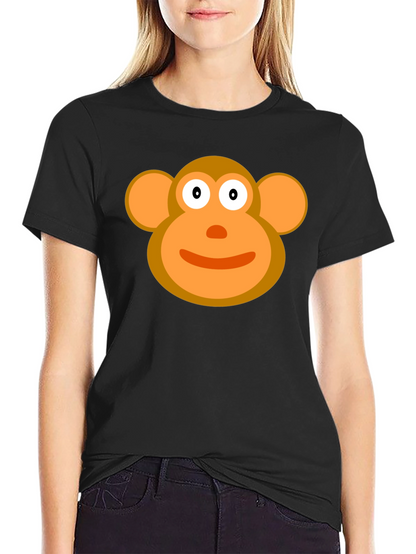 Cartoon Monkey Face Black T-Shirt