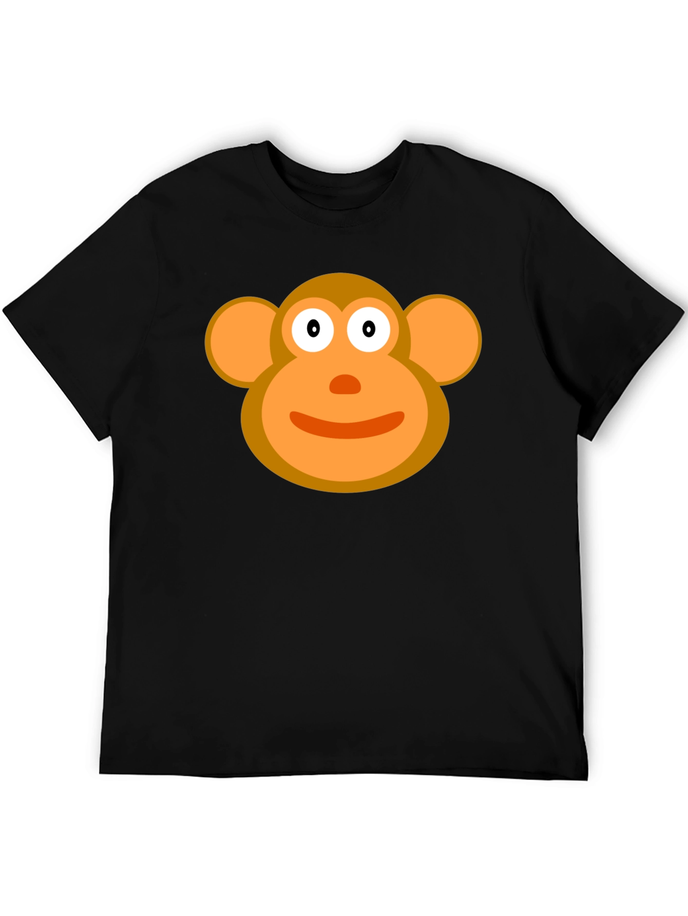 Cartoon Monkey Face Black T-Shirt