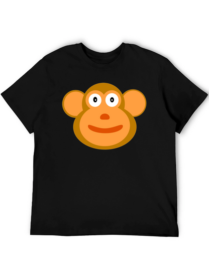 Cartoon Monkey Face Black T-Shirt