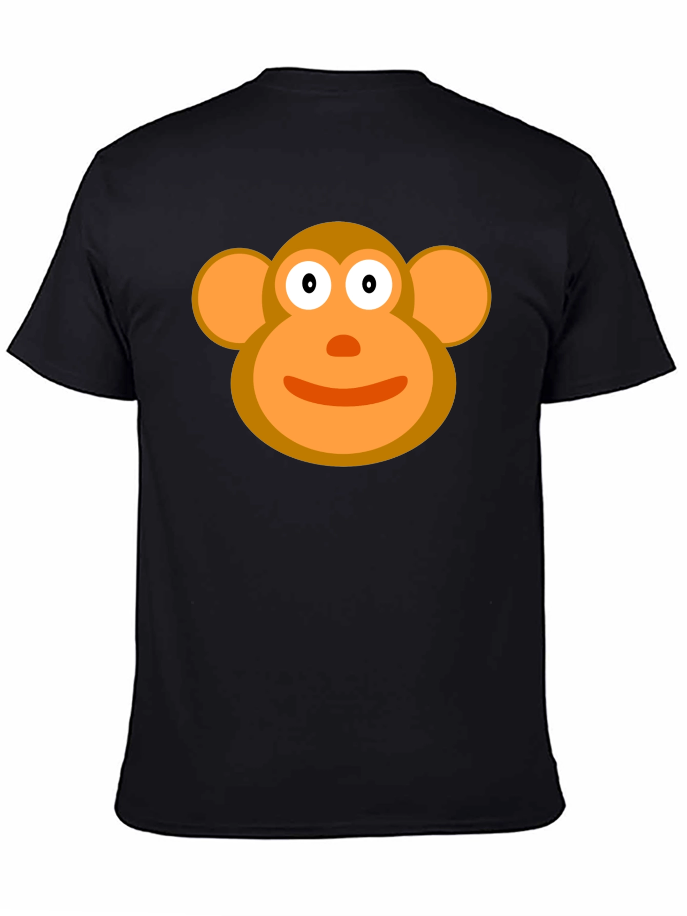 Cartoon Monkey Face Black T-Shirt