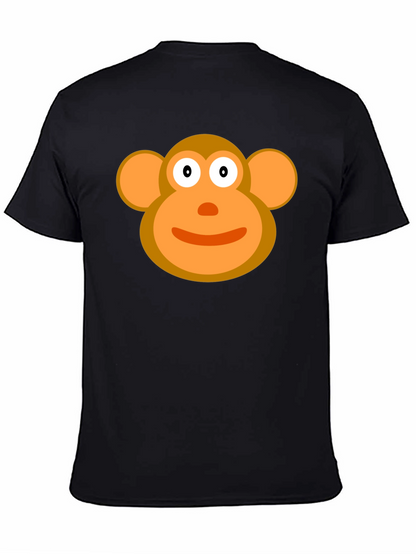 Cartoon Monkey Face Black T-Shirt