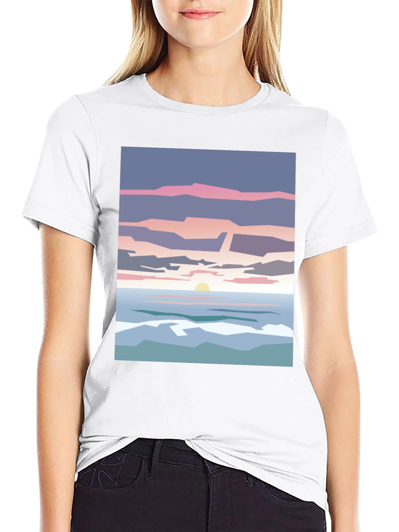Abstract Sunset T-Shirt - Artistic Beach Design
