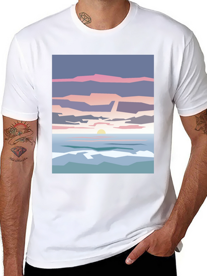 Abstract Sunset T-Shirt - Artistic Beach Design
