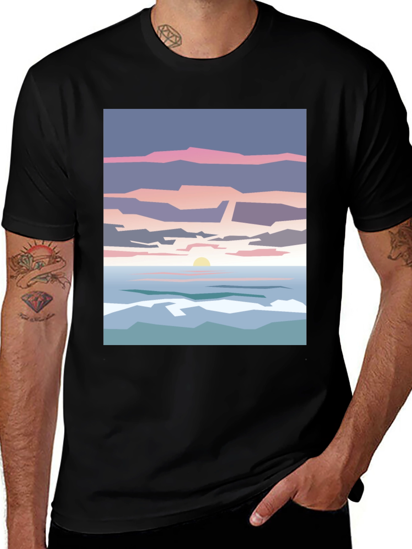 Abstract Sunset T-Shirt - Artistic Beach Design