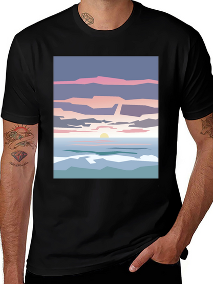 Abstract Sunset T-Shirt - Artistic Beach Design