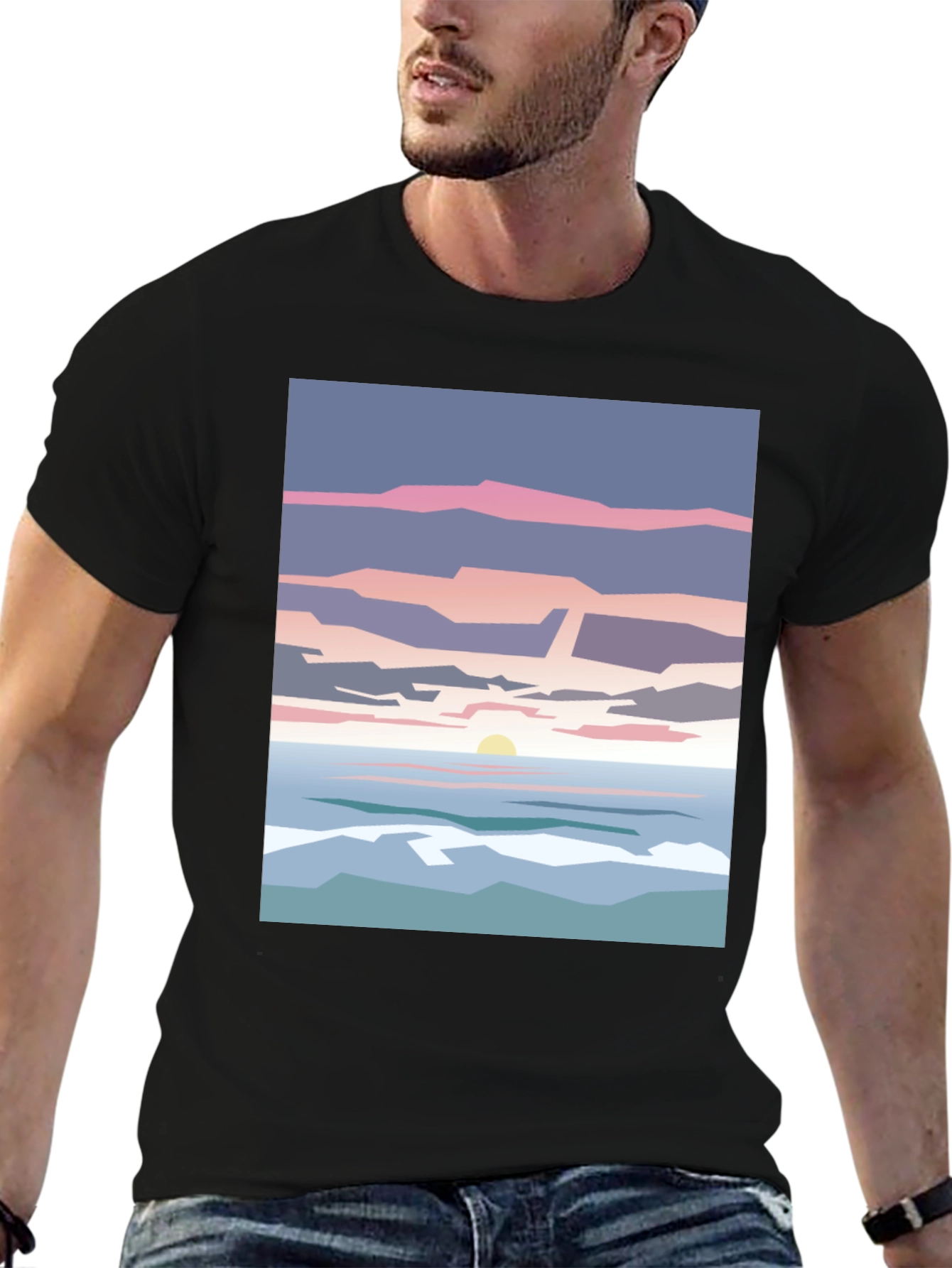 Abstract Sunset T-Shirt - Artistic Beach Design