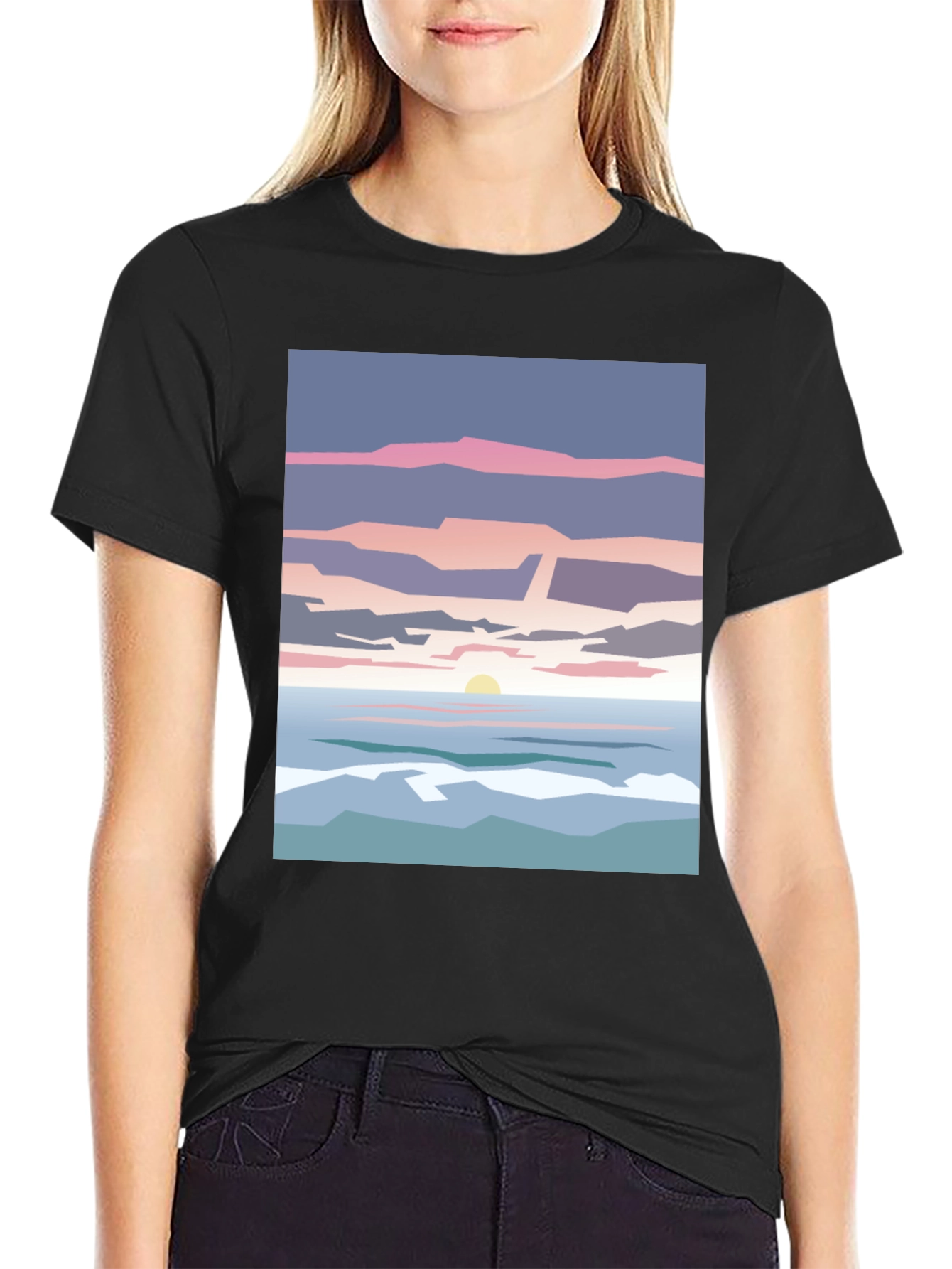 Abstract Sunset T-Shirt - Artistic Beach Design