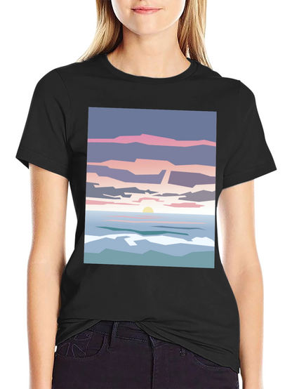 Abstract Sunset T-Shirt - Artistic Beach Design