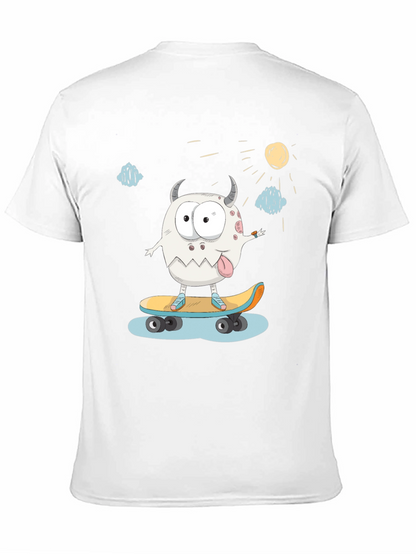 Skateboarding Monster Graphic Tee - Black Cotton T-Shirt