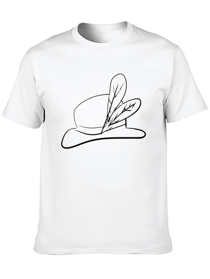 Stylish Black T-Shirt with Feathered Hat Design