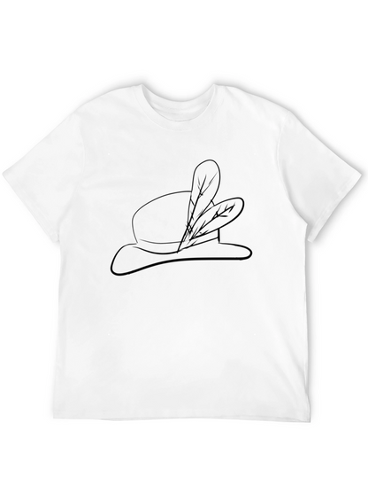 Stylish Black T-Shirt with Feathered Hat Design