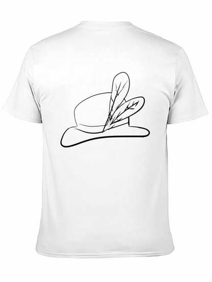 Stylish Black T-Shirt with Feathered Hat Design