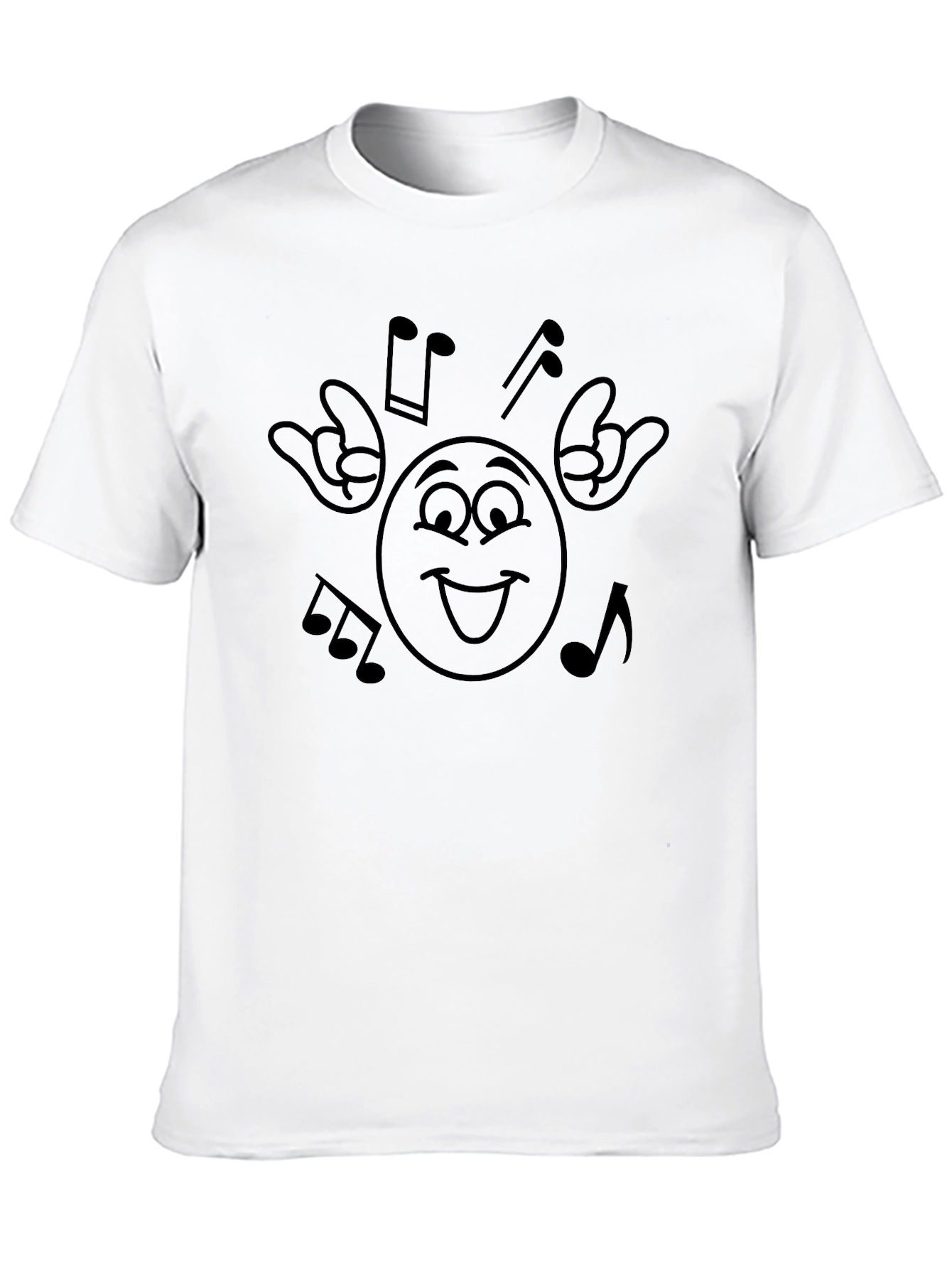 Music Lover Graphic Tee - Rock On Emoji T-Shirt