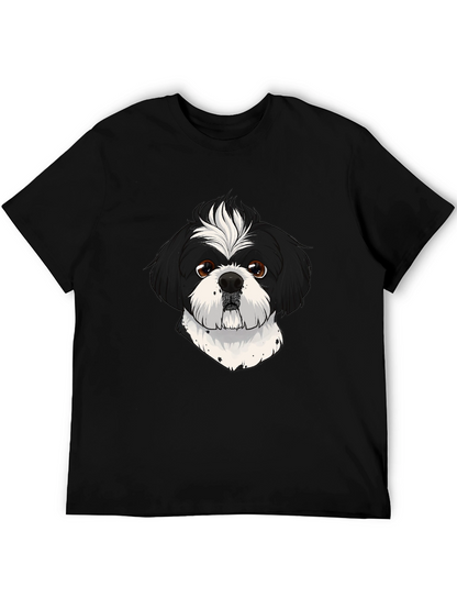 Shih Tzu Dog Graphic Print Black T-Shirt