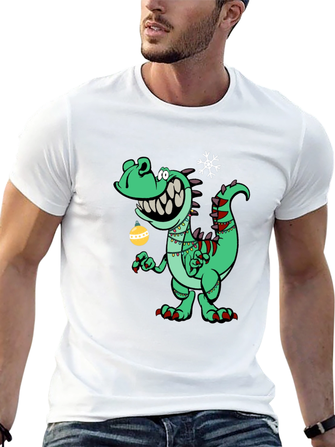 Festive Dino T-Shirt - Holiday Dinosaur