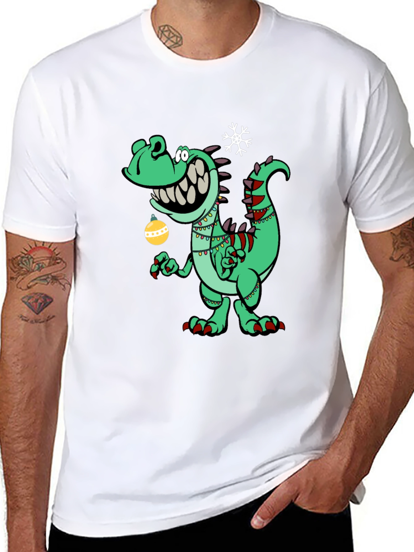 Festive Dino T-Shirt - Holiday Dinosaur