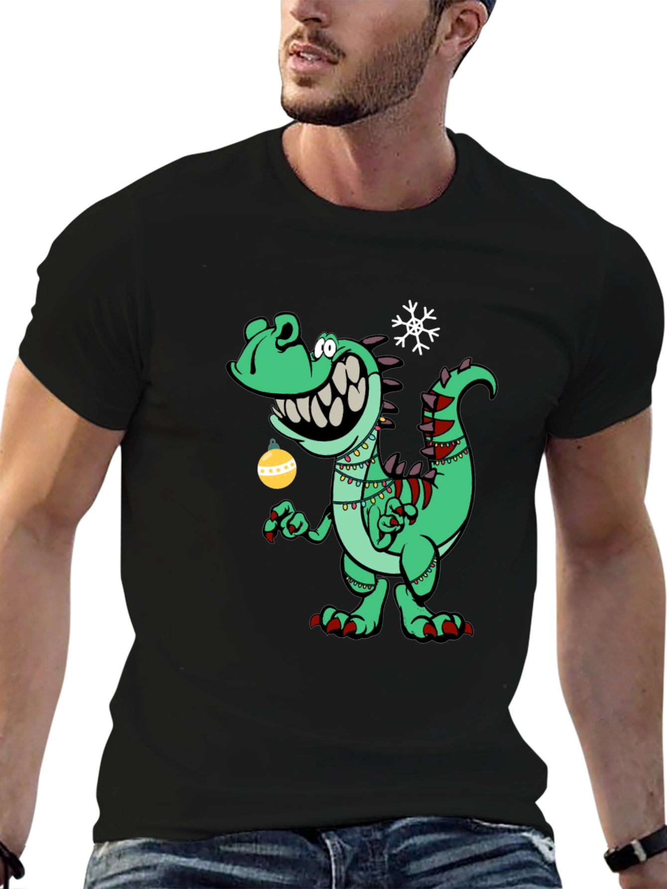 Festive Dino T-Shirt - Holiday Dinosaur