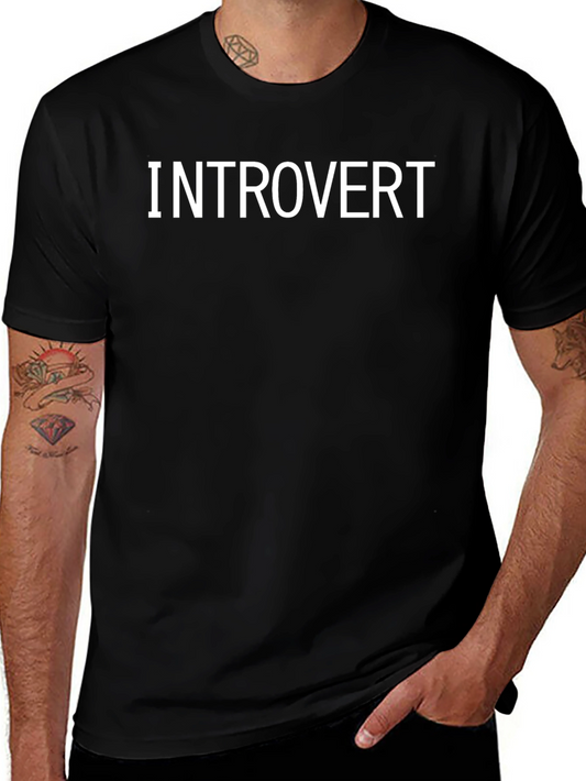 Introvert Graphic Tee - Black Cotton Casual T-Shirt