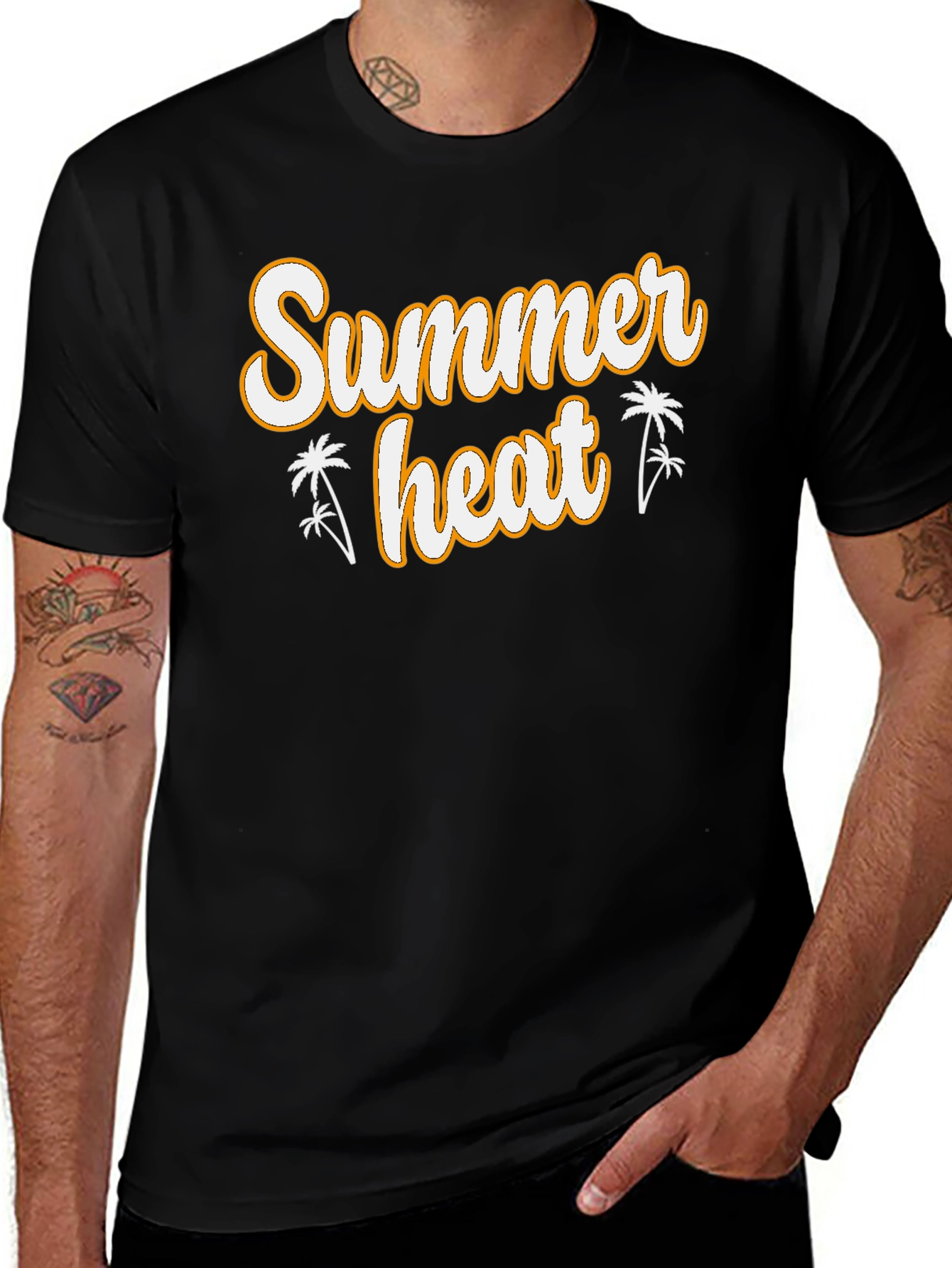 Summer Heat Graphic Tee - Black Cotton T-Shirt