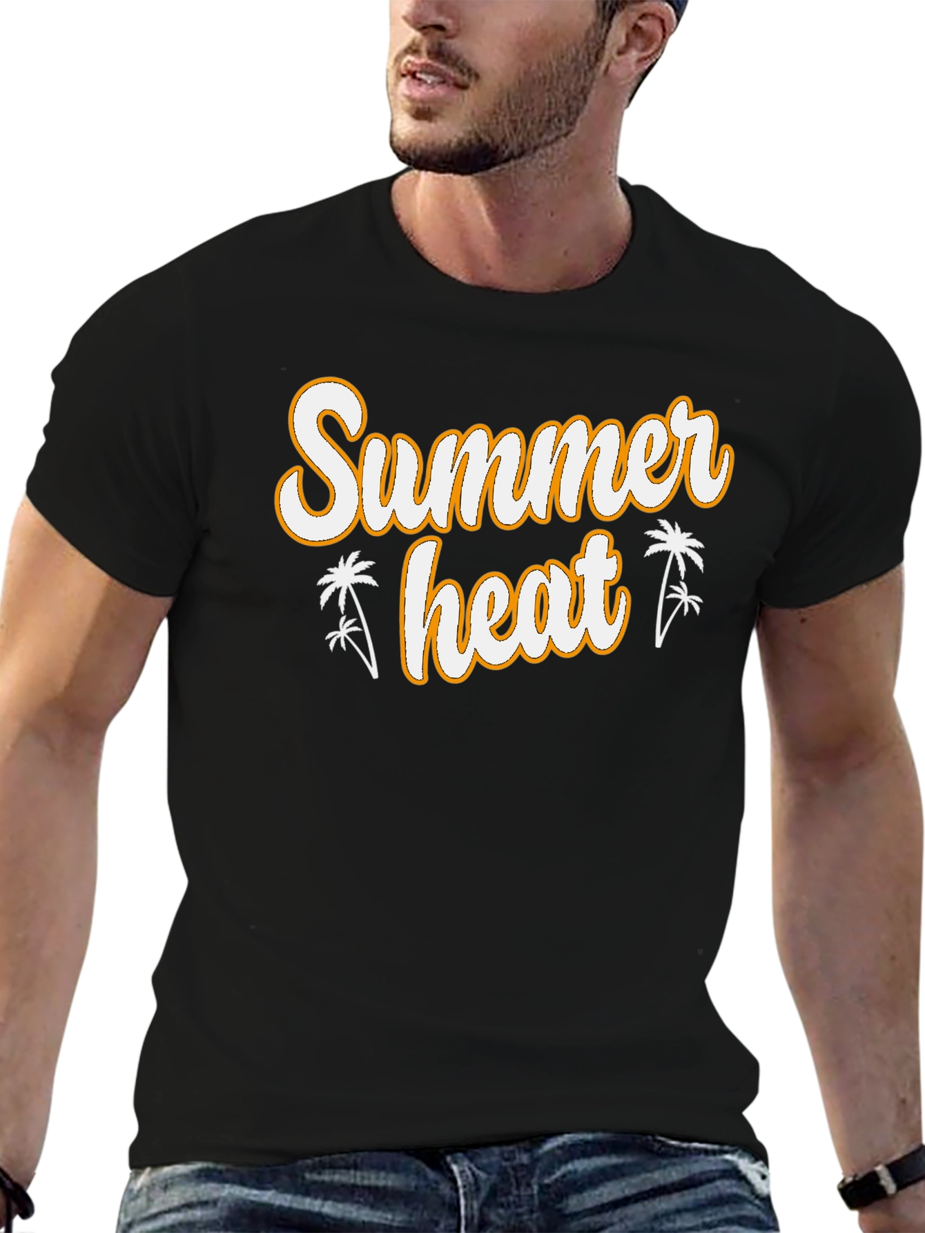 Summer Heat Graphic Tee - Black Cotton T-Shirt