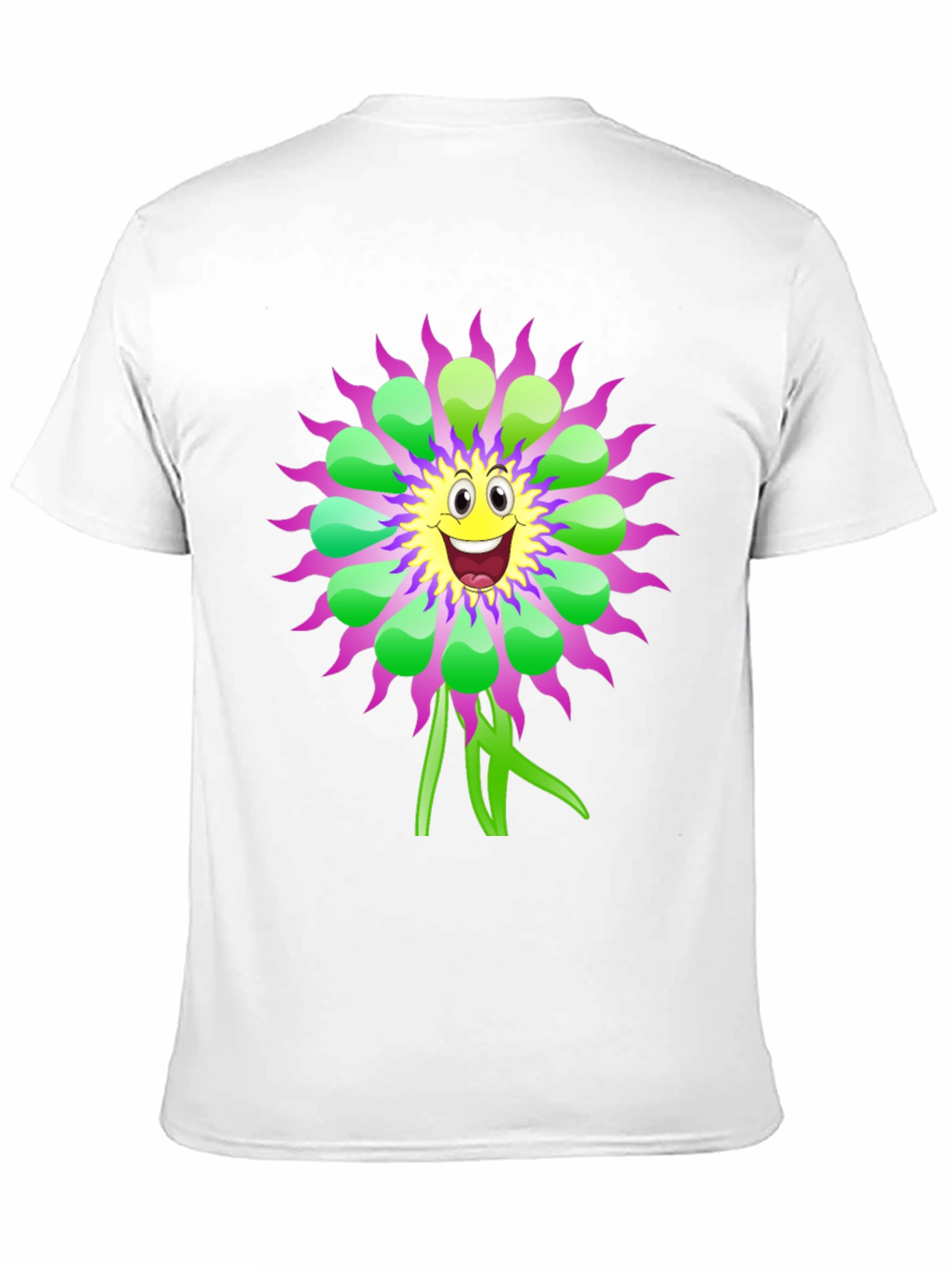 Whimsical Flower Graphic Tee - Black Cotton T-Shirt