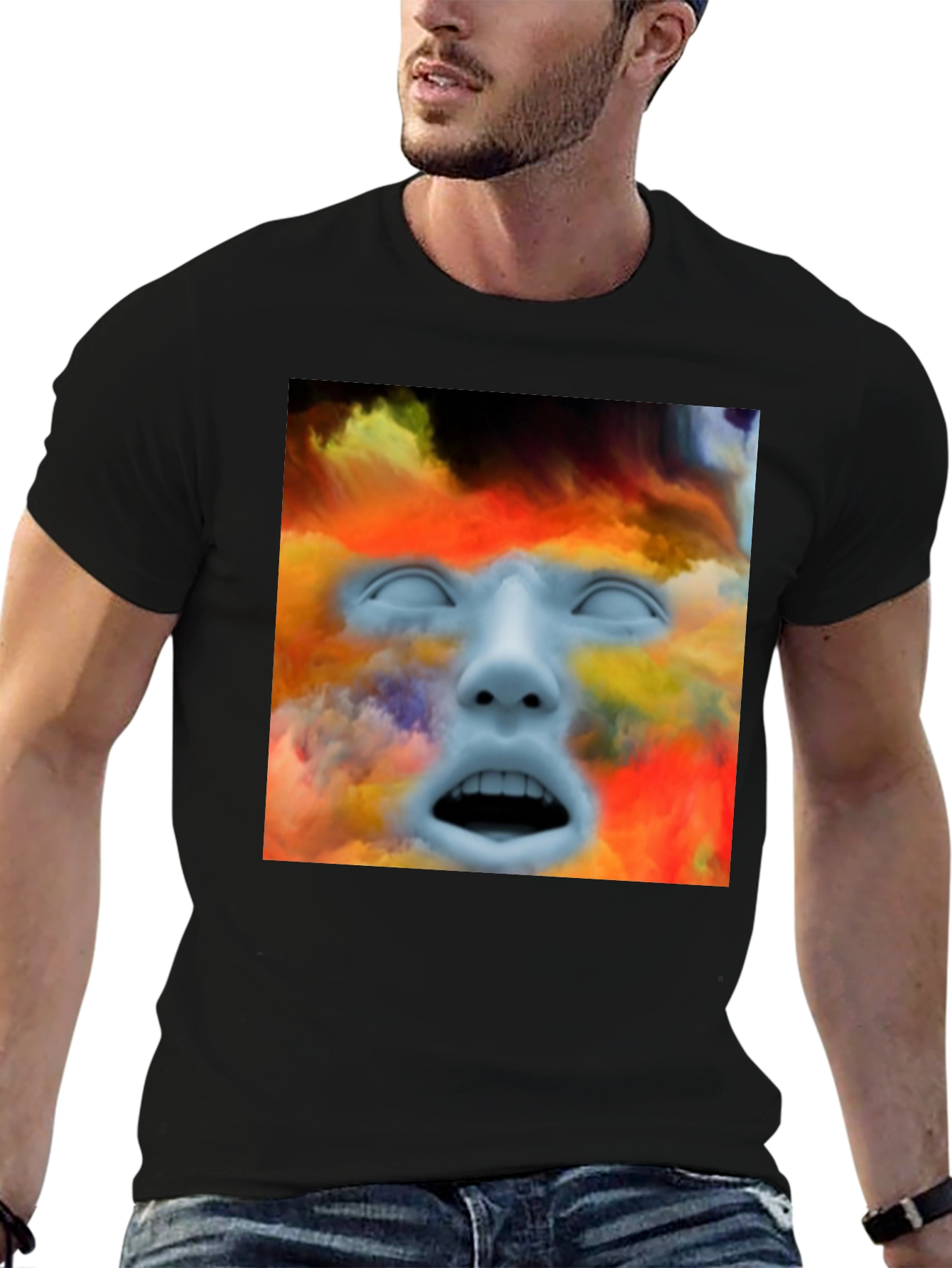 Surreal Face Graphic T-Shirt - Artistic Expression