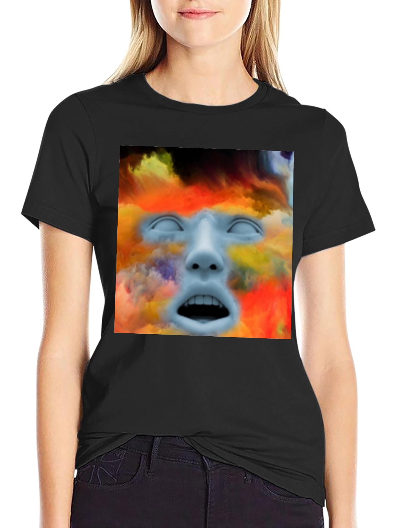 Surreal Face Graphic T-Shirt - Artistic Expression