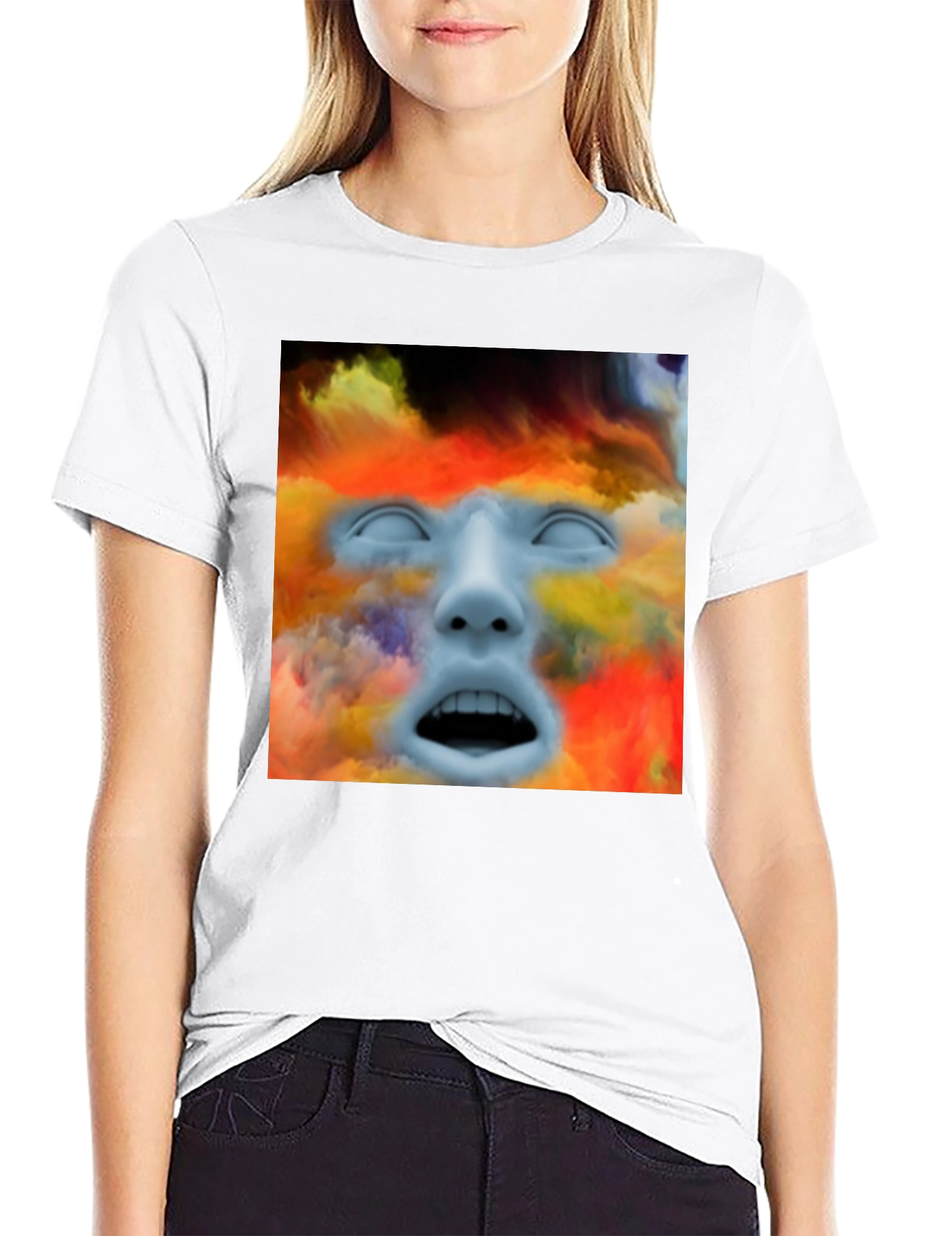 Surreal Face Graphic T-Shirt - Artistic Expression
