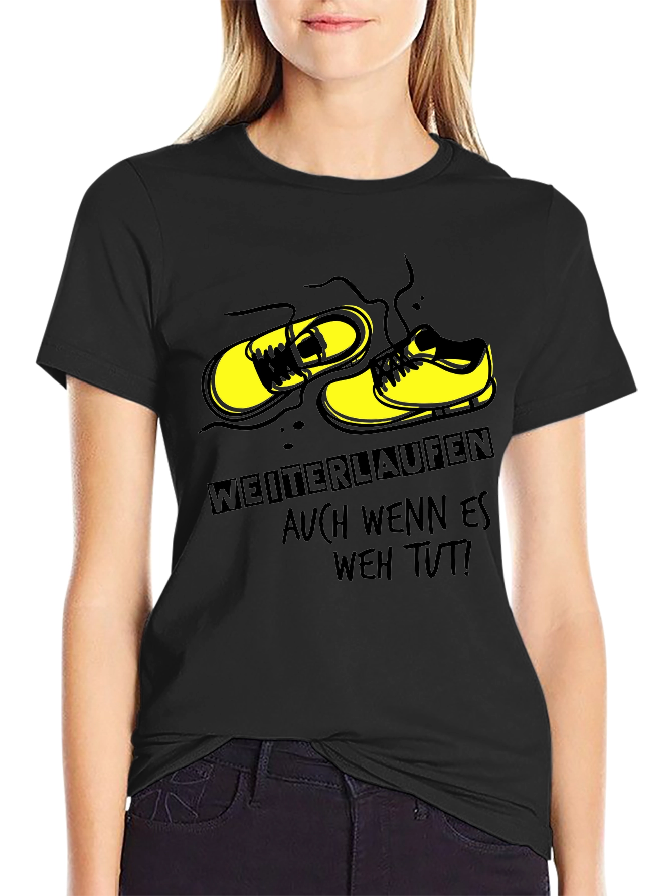 Running Shoes Graphic Black T-Shirt