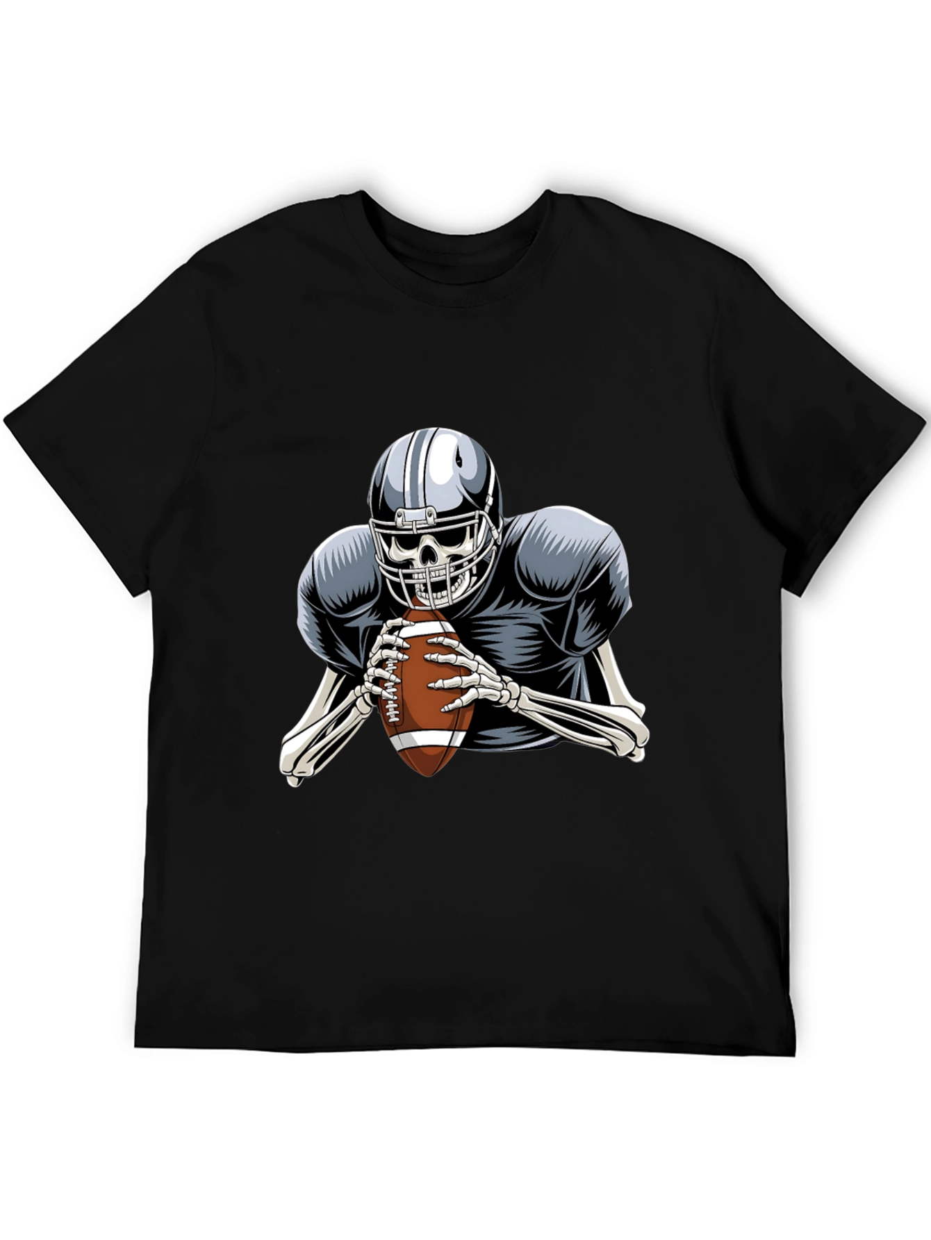 Skeleton Football Player Graphic Tee - Black