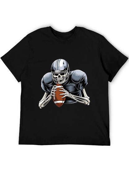 Skeleton Football Player Graphic Tee - Black
