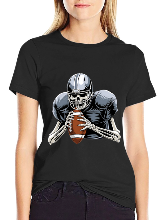 Skeleton Football Player Graphic Tee - Black