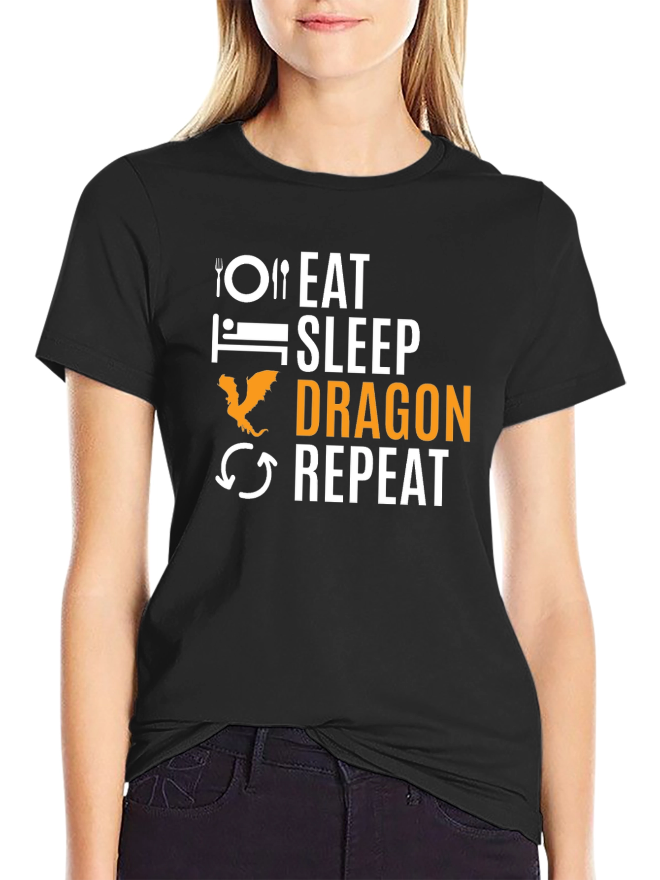 Eat Sleep Dragon Repeat Black T-Shirt