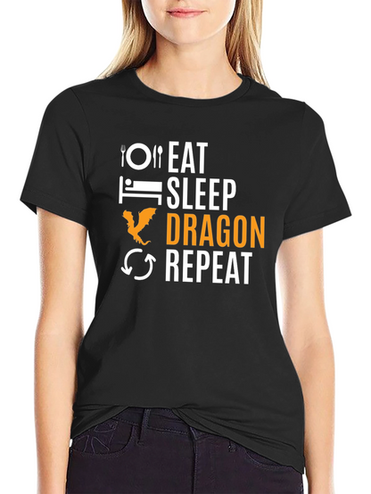 Eat Sleep Dragon Repeat Black T-Shirt