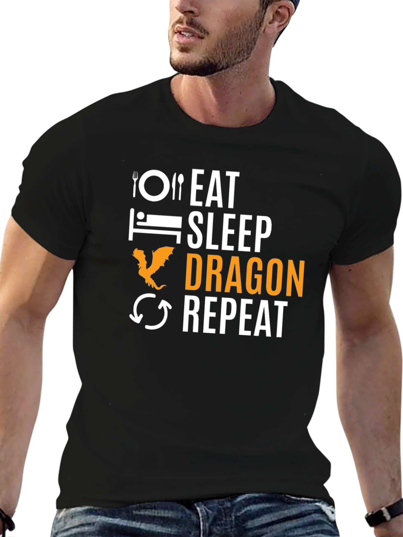 Eat Sleep Dragon Repeat Black T-Shirt